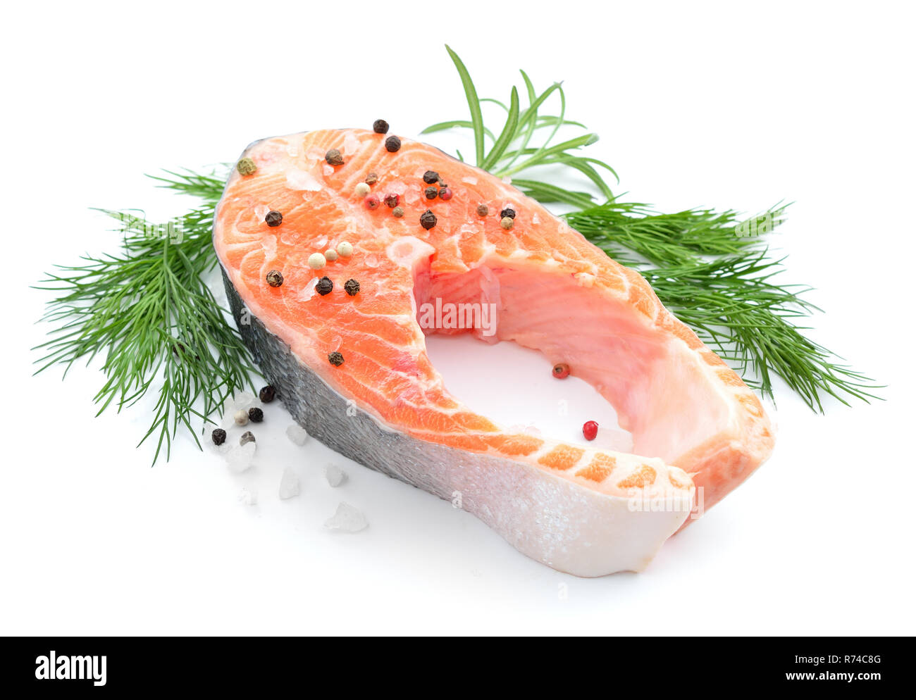 Picchetto di salmone isolato Foto Stock