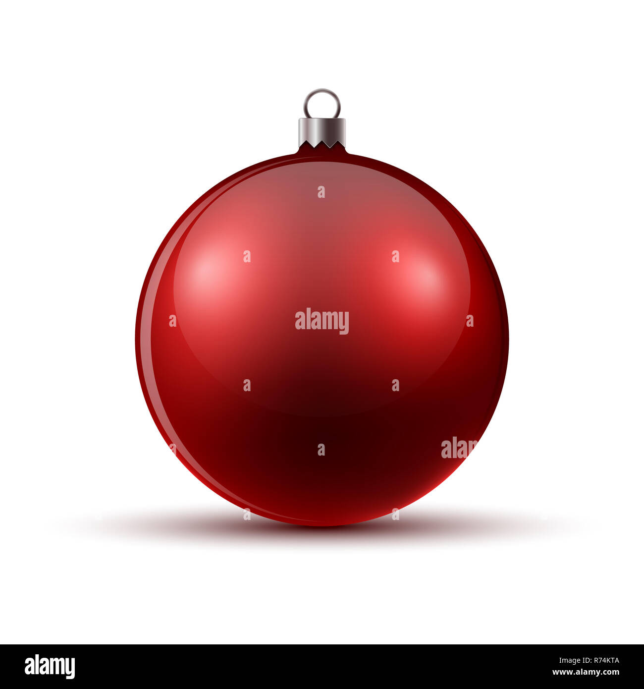 Red palla di Natale, isolata. Illustrazione Vettoriale. Realistico lucida palla di Natale Foto Stock