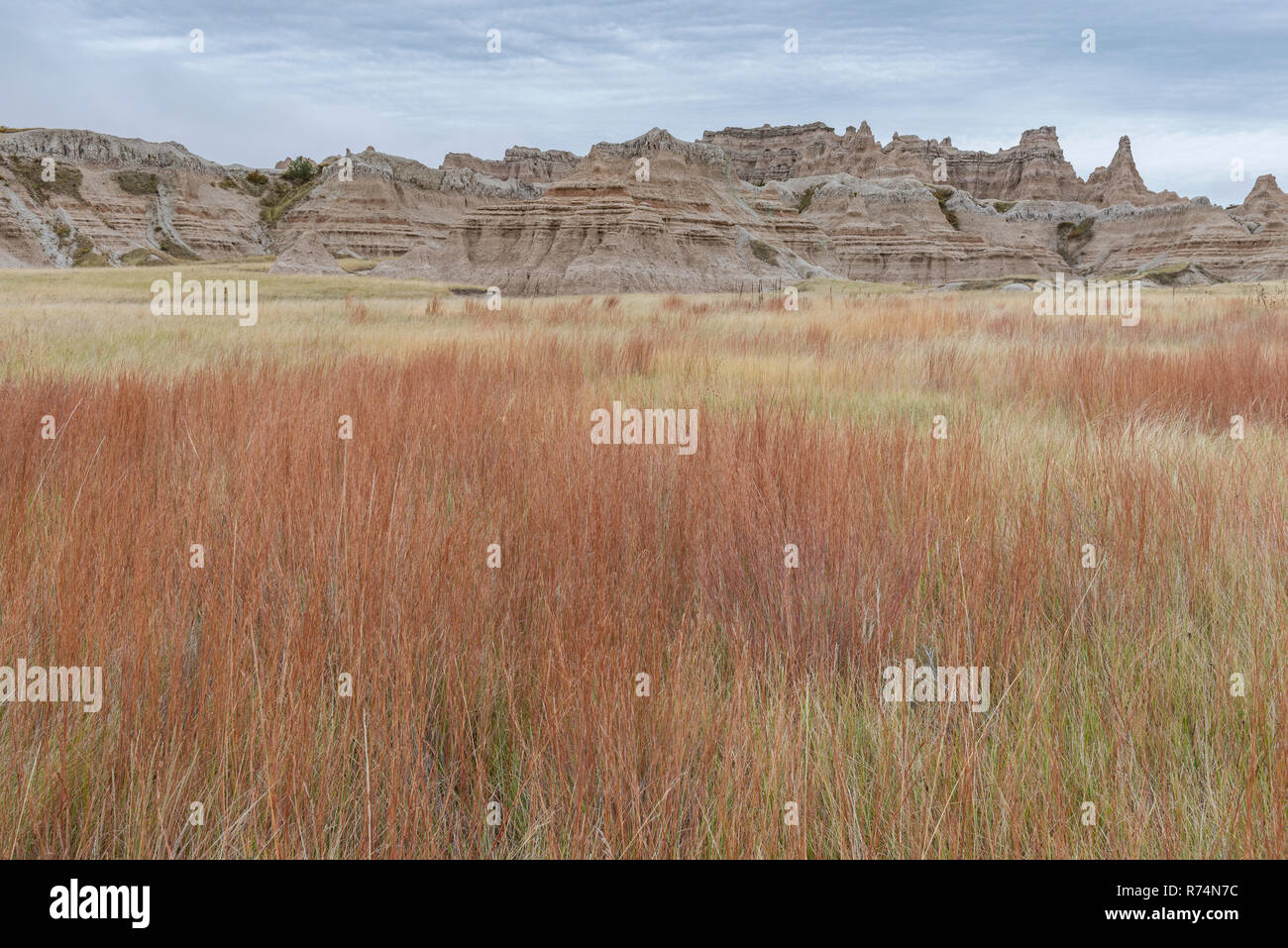Formazioni di erosione lungo la vecchia strada NE, caduta, Badlands NP, S. Dakota, Stati Uniti d'America, di Dominique Braud/Dembinsky Foto Assoc Foto Stock