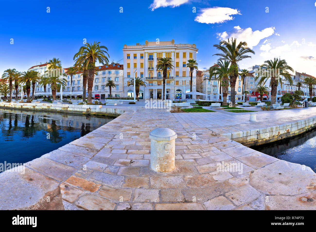 Split waterfront vista panoramica da Pier Foto Stock