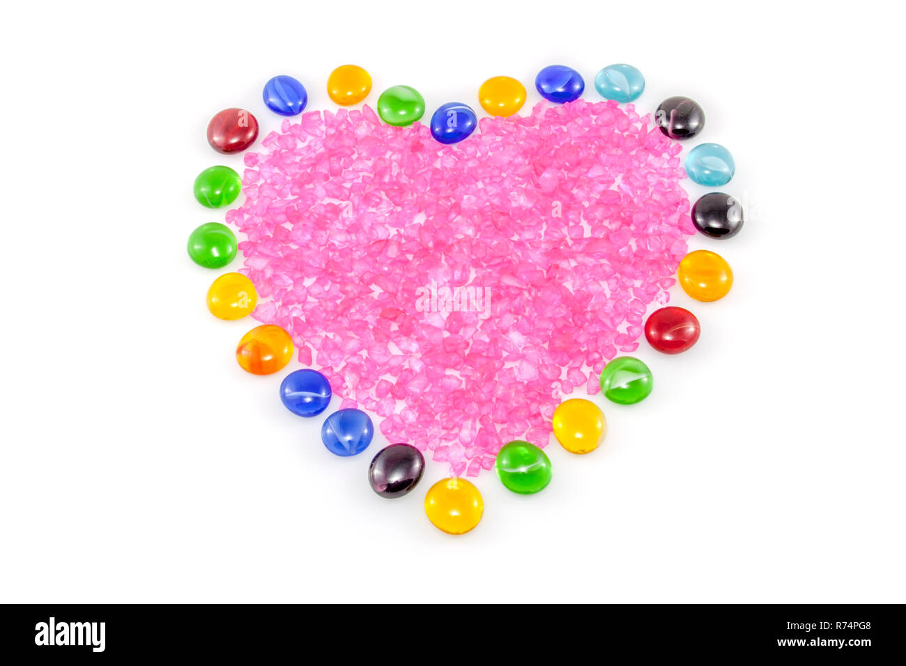 Cuore del vaso gemme e riempito con cristalli Foto Stock