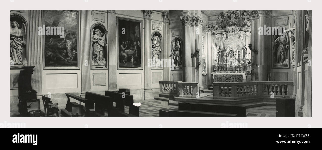 Umbria Perugia Spoleto S. Maria Assunta, Cattedrale, questa è la mia Italia, il paese italiano di storia visiva, vista esterna della facciata del XII secolo con i dettagli del rosone, galleria cieca, classicizing scultura architettonica, portale con montanti di due abitati vinescroll, il campanile con riutilizzati frammenti di sfiato 7th-8th secoli, e la verniciatura del Cristo benedicente affiancato da San Giovanni e la Vergine Maria 1207. Vedute interne pavimentazione a motivi geometrici abside affreschi di Fra Gianna Lippi 1469 con scene della natività affresco della Pietà del Pinturicchio nella cappella Eroli 1497 affreschi in Foto Stock