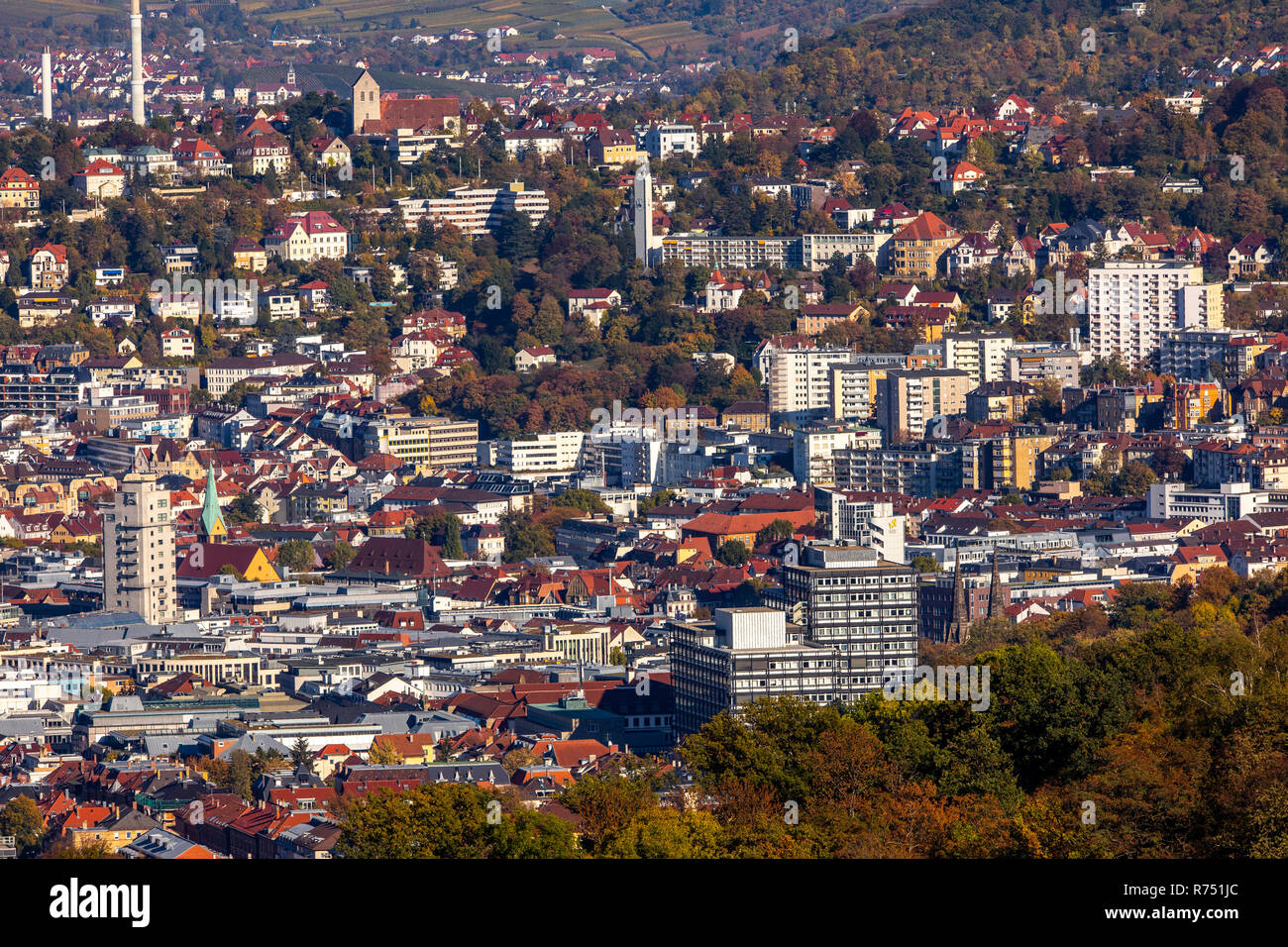 Vista del centro della città di Stoccarda e del Baden-WŸrttemberg, Foto Stock