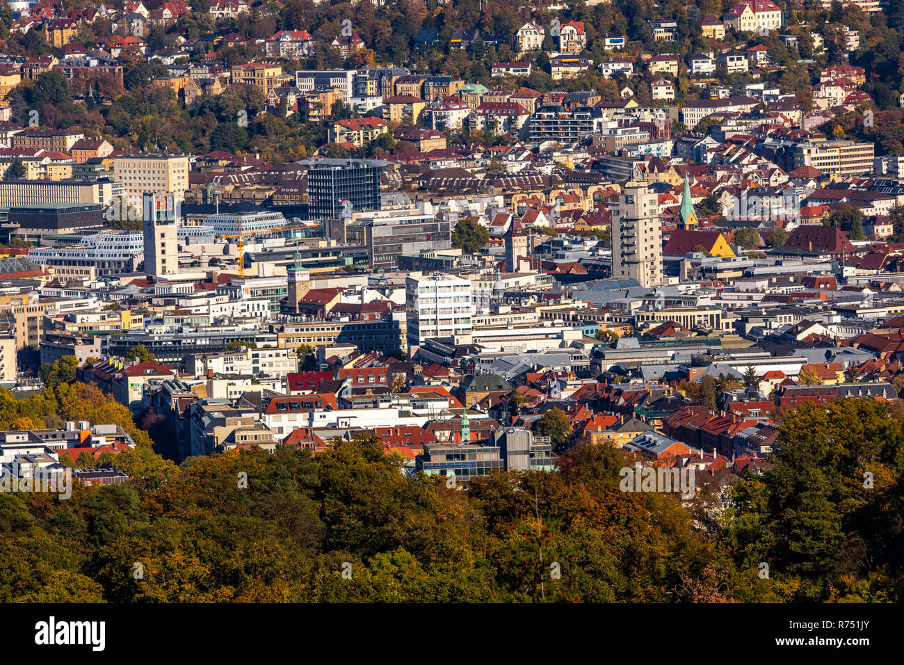 Vista del centro della città di Stoccarda e del Baden-WŸrttemberg, Foto Stock