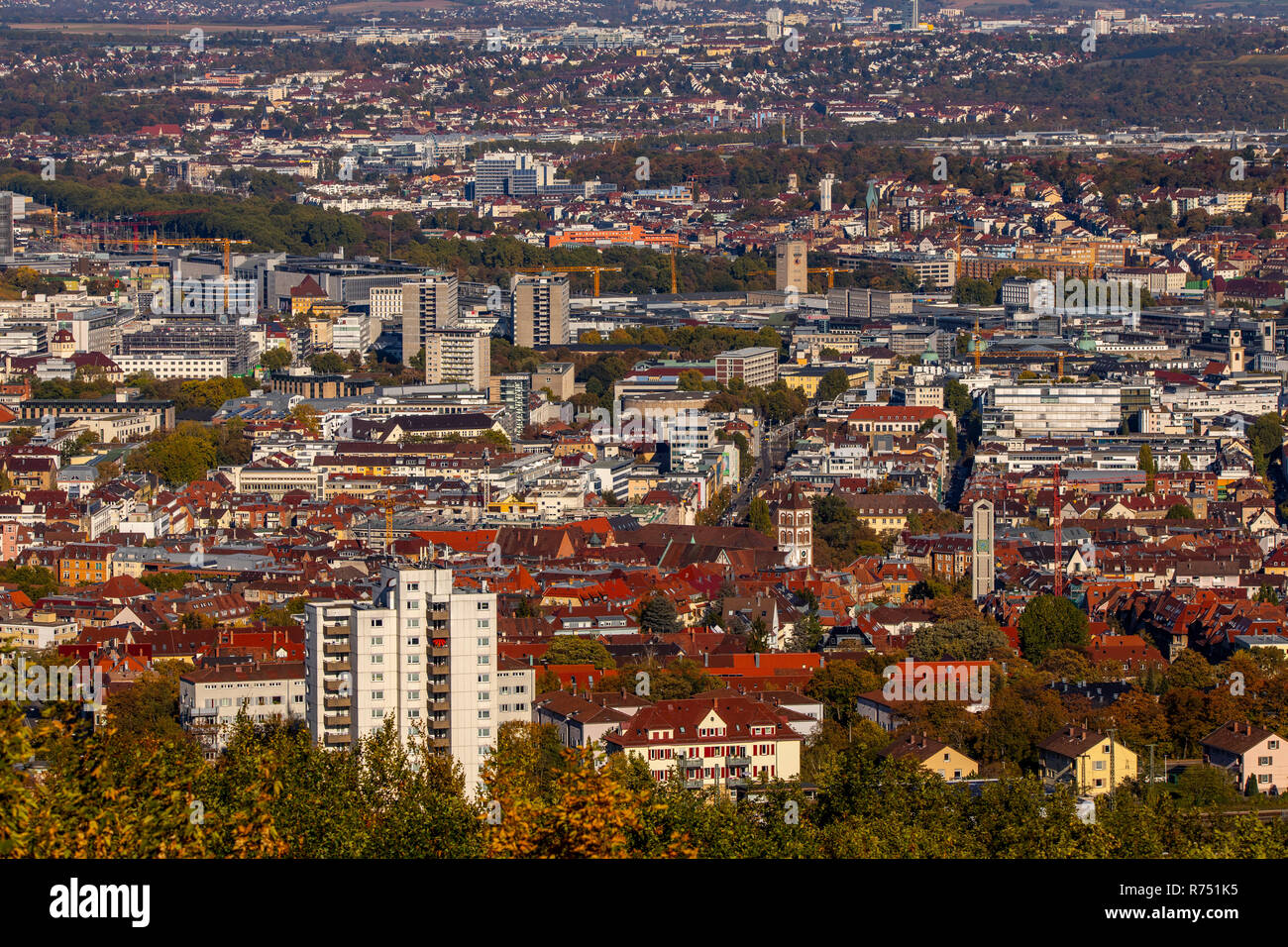 Vista del centro della città di Stoccarda e del Baden-WŸrttemberg, Foto Stock