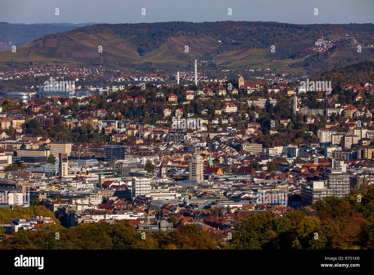 Vista del centro della città di Stoccarda e del Baden-WŸrttemberg, Foto Stock