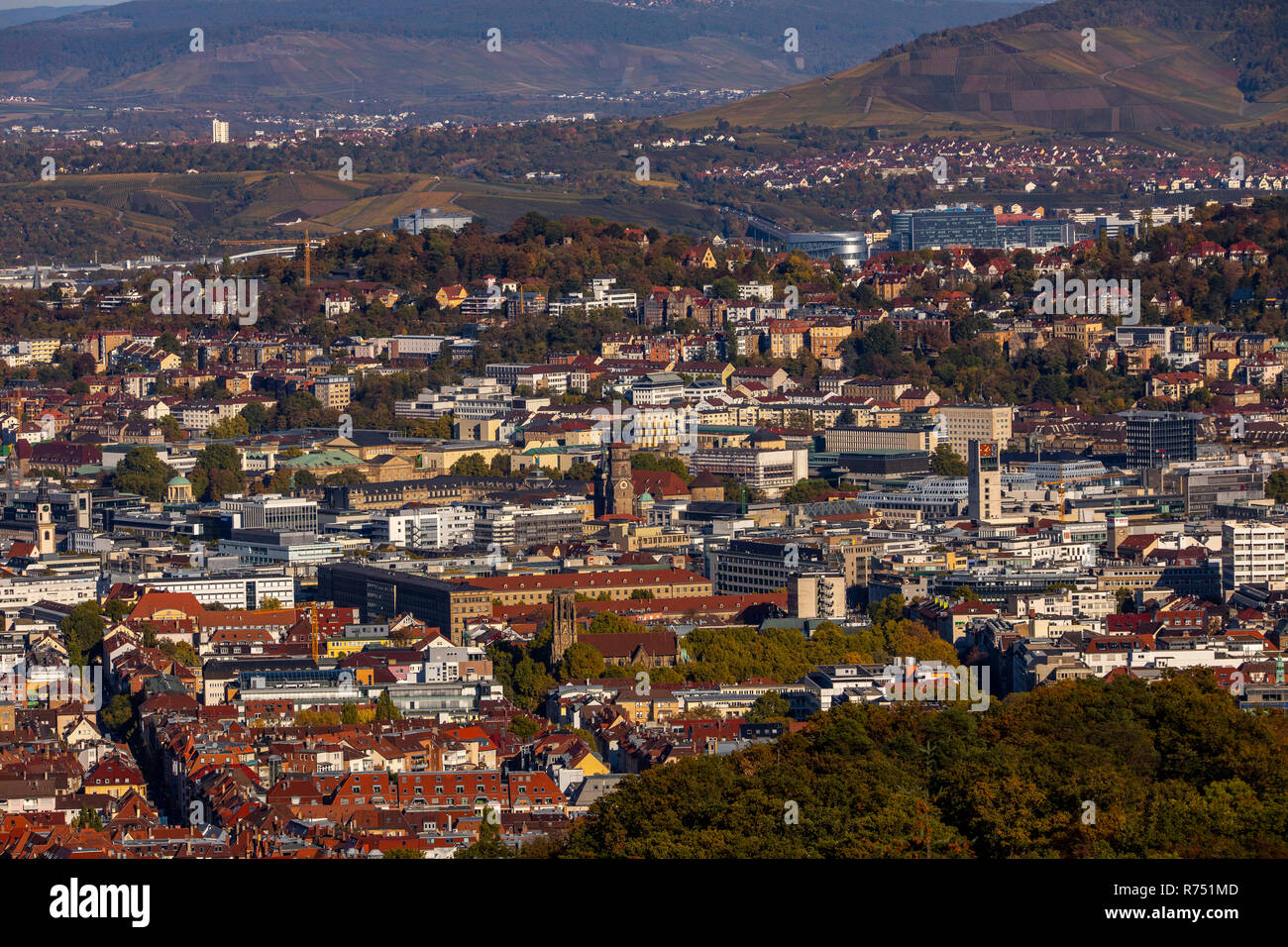Vista del centro della città di Stoccarda e del Baden-WŸrttemberg, Foto Stock