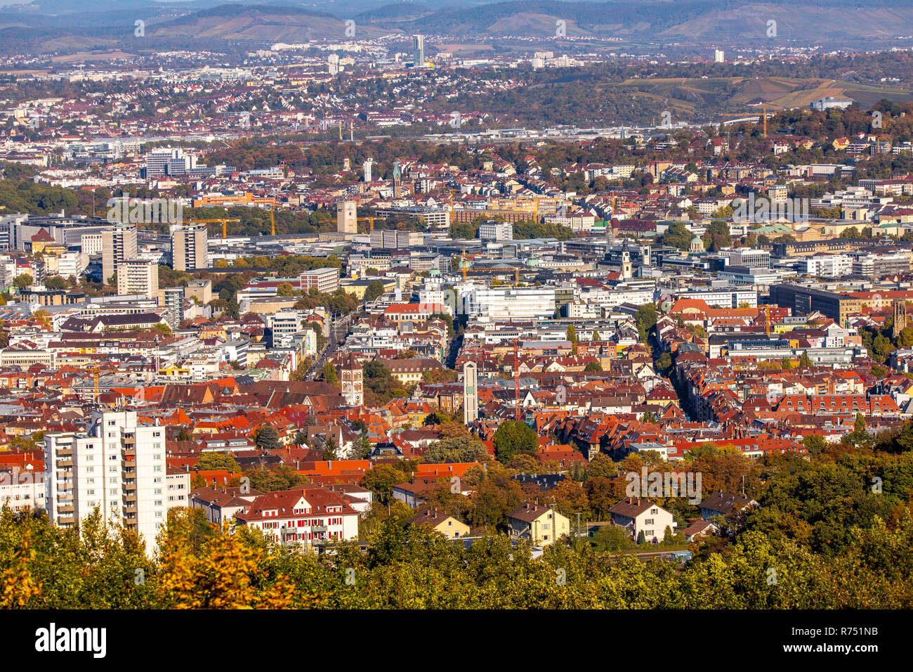 Vista del centro della città di Stoccarda e del Baden-WŸrttemberg, Foto Stock