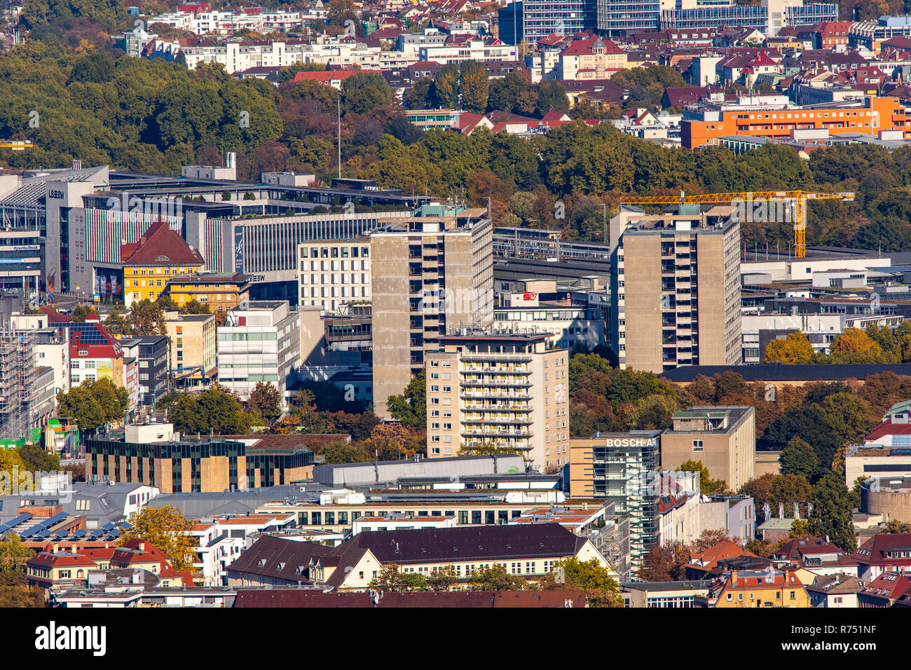 Vista del centro della città di Stoccarda e del Baden-WŸrttemberg, Foto Stock