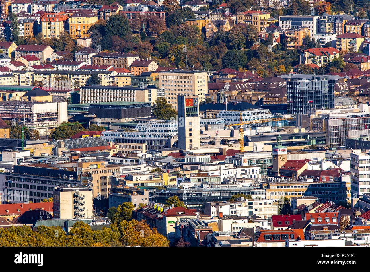 Vista del centro della città di Stoccarda e del Baden-WŸrttemberg, Foto Stock