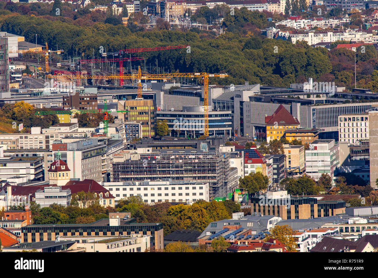 Vista del centro della città di Stoccarda e del Baden-WŸrttemberg, Foto Stock