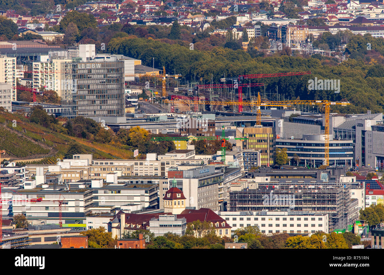 Vista del centro della città di Stoccarda e del Baden-WŸrttemberg, Foto Stock