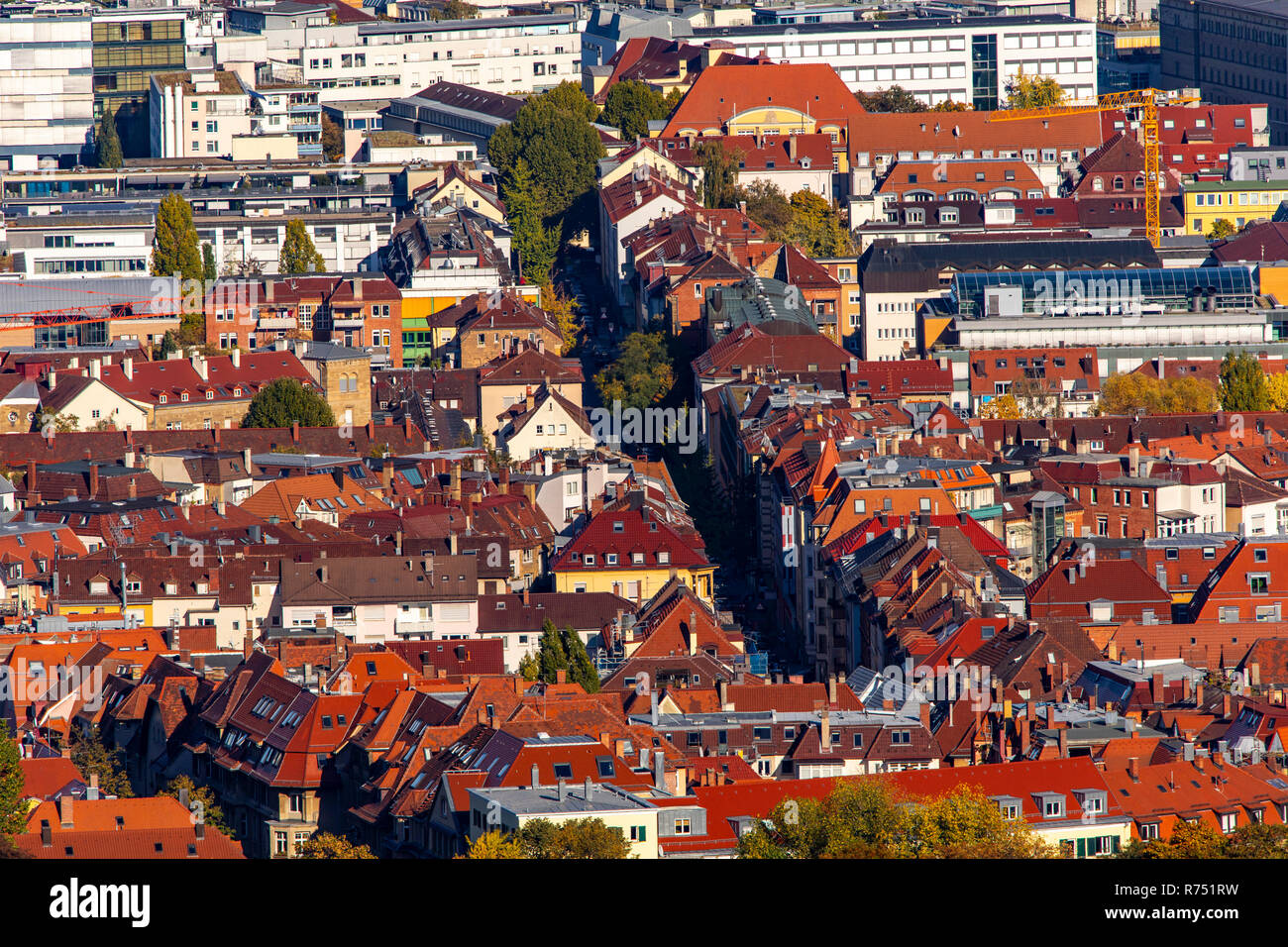Vista del centro della città di Stoccarda e del Baden-WŸrttemberg, Foto Stock