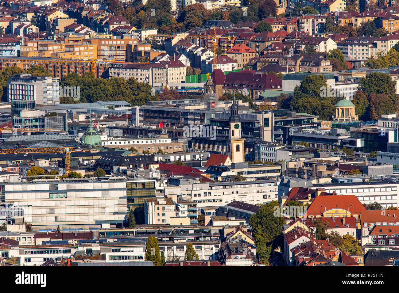 Vista del centro della città di Stoccarda e del Baden-WŸrttemberg, Foto Stock