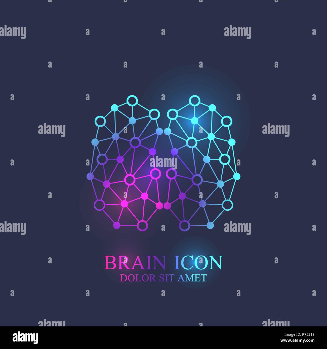 Cervello creativo logotipo concept design. Abstract brain vector icona, segno e simbolo. Intelligenza artificiale cervello concetto del logo. Illustrazione Vettoriale