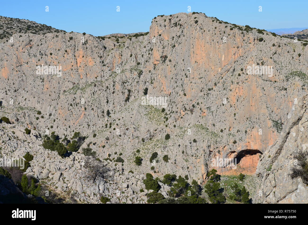 Leiva (o Leyva) Valle scogliere calcaree, Sierra Espuña massiccio, Murcia (Spagna sud-orientale) Foto Stock