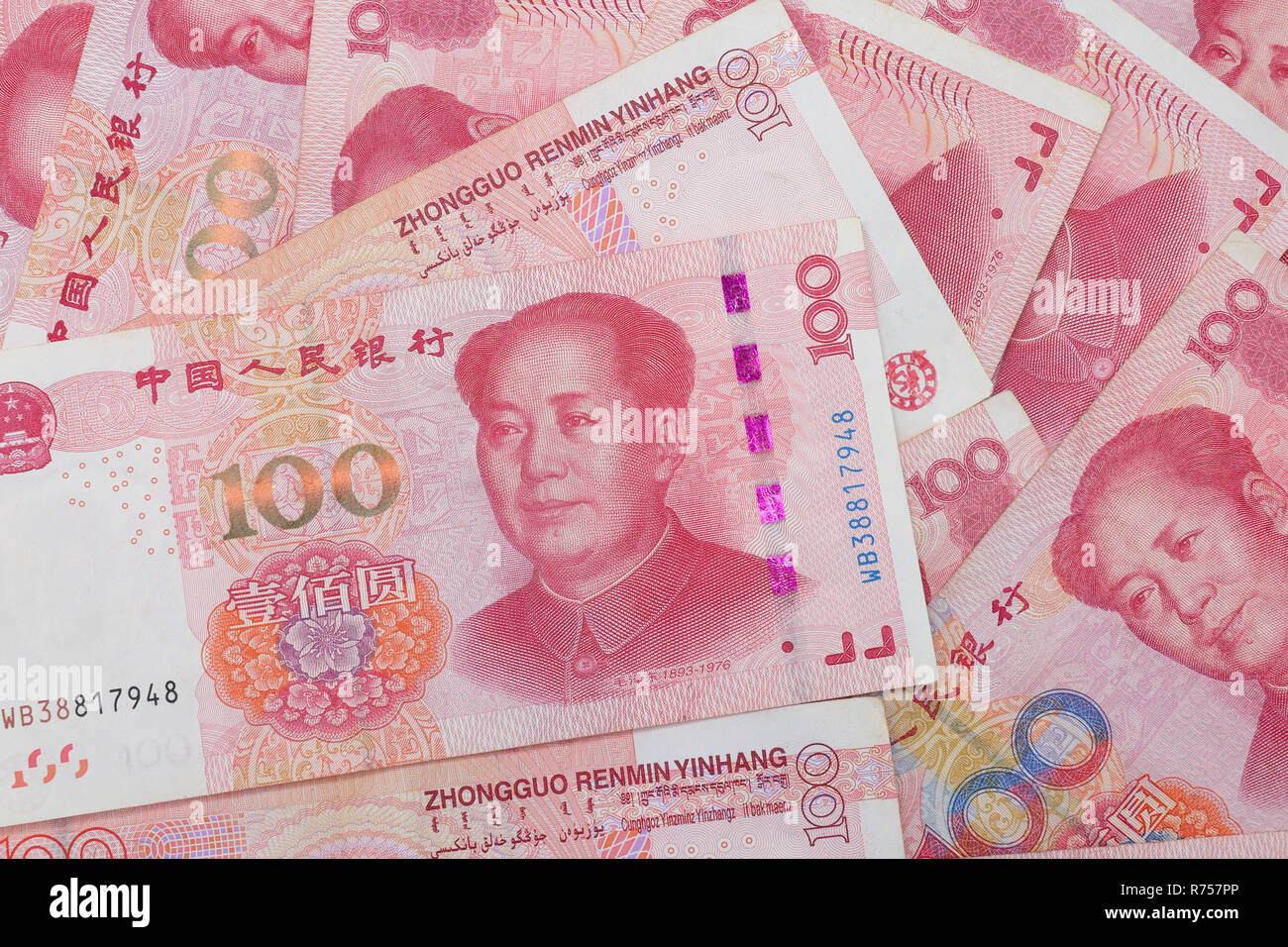 Il cinese 100 RMB Yuan ,banconote dalla Cina è moneta. Foto Stock