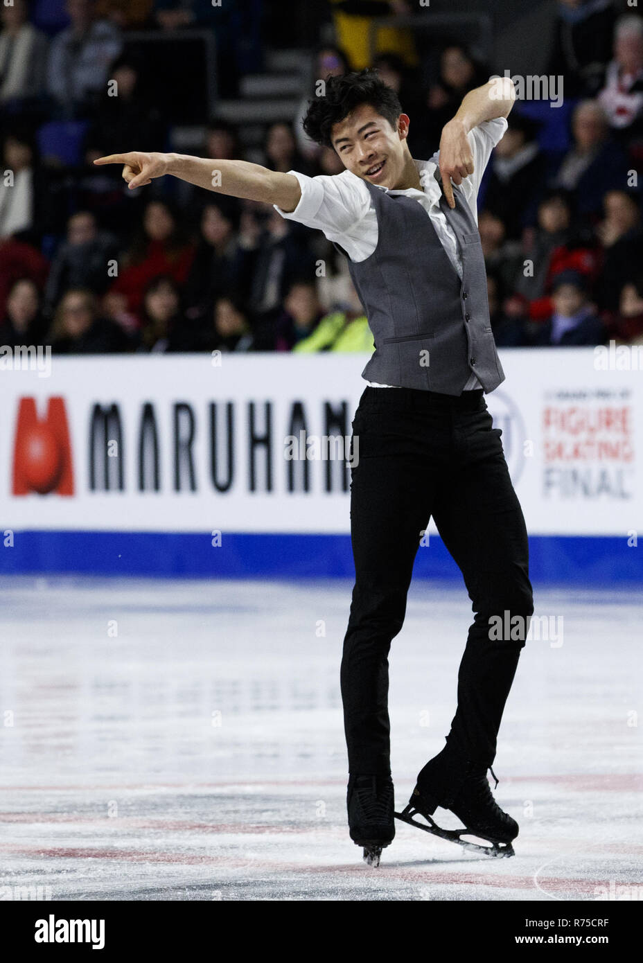 Vancouver, British Columbia, Canada. 6 dicembre, 2018. NATHAN CHEN di Stati Uniti d'America compete in uomini breve programma presso il Senior ISU Grand Prix di Pattinaggio di Figura finale del dicembre 6, 2018 a Vancouver, British Columbia, Canada. Credito: Andrew mento/ZUMA filo/Alamy Live News Foto Stock