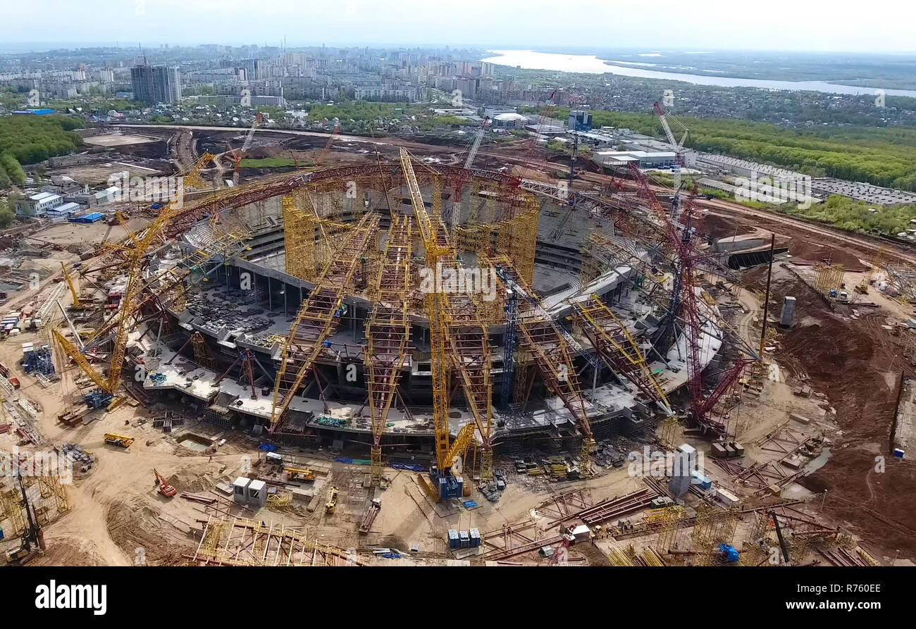 Apparecchiature per la costruzione dello stadio. Foto Stock