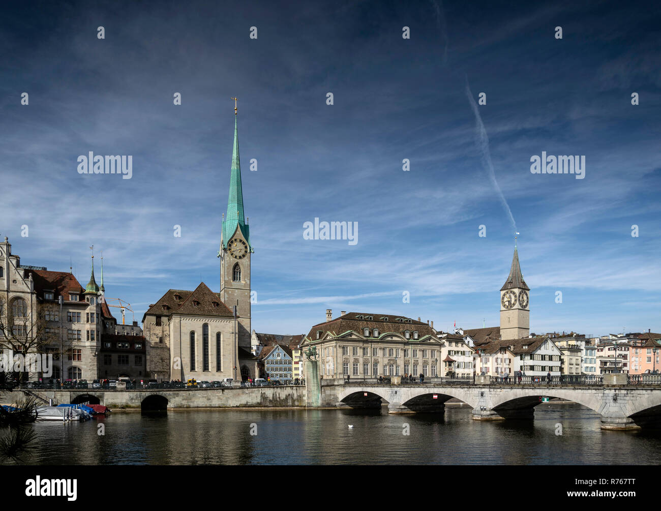 Il centro di Zurigo città vecchia limmat landmark view in Svizzera Foto Stock