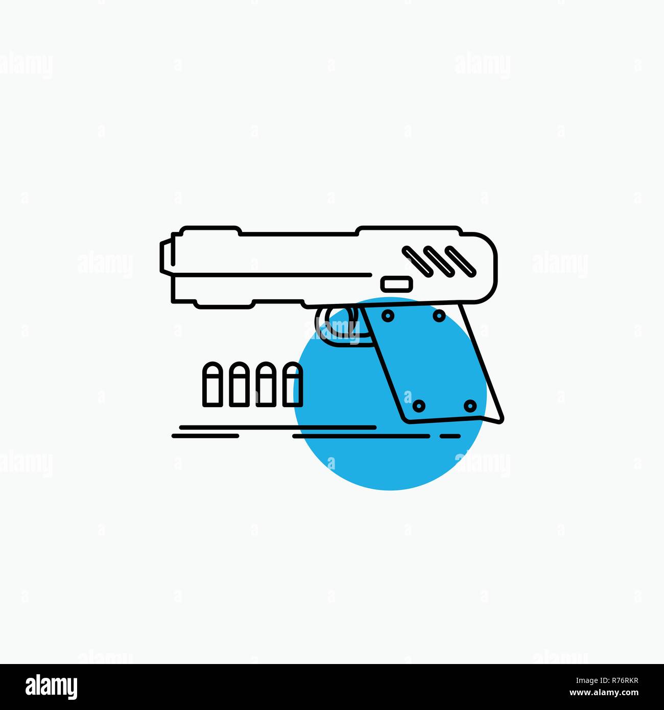 Pistola, revolver, pistola, sparatutto, arma Icona Linea Illustrazione Vettoriale