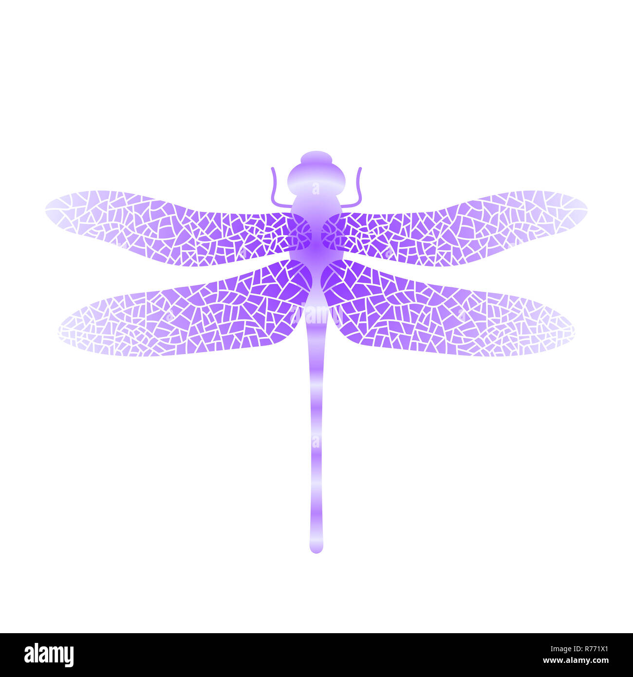 Blue Stilized Dragonfly. Il logo di insetto Design. Aeschna Viridls Foto Stock