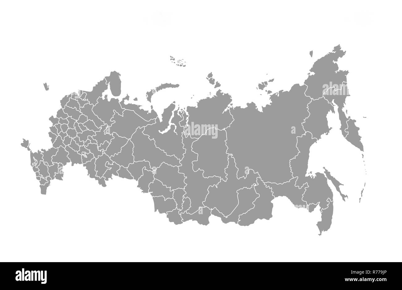 Mappa schematica della Russia su sfondo bianco Foto Stock