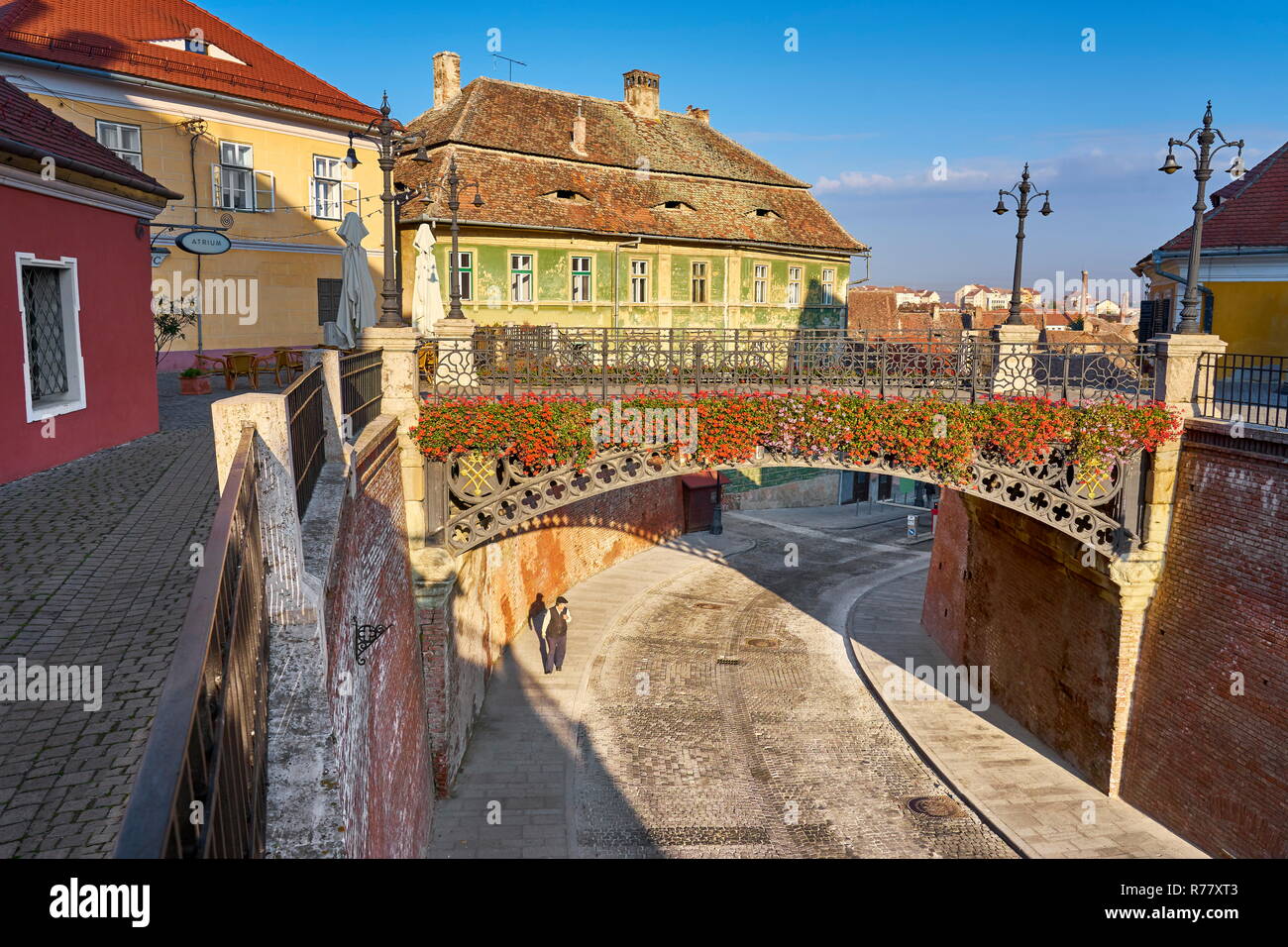 Ponte di bugiardi, Sibiu città vecchia, Transilvania, Romania Foto Stock