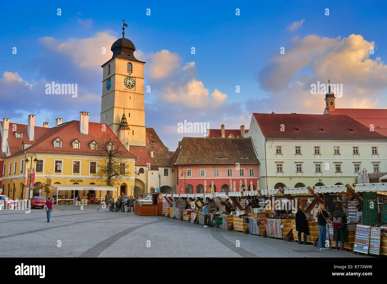 Sibiu città vecchia, Transilvania, Romania Foto Stock