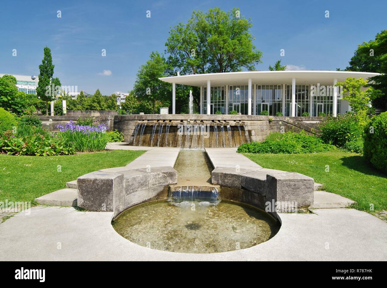 Giochi d acqua e padiglione bÃ¼rgergarten di bietigheim-bissingen,BADEN-wÃ¼rttemberg,Germania meridionale Foto Stock