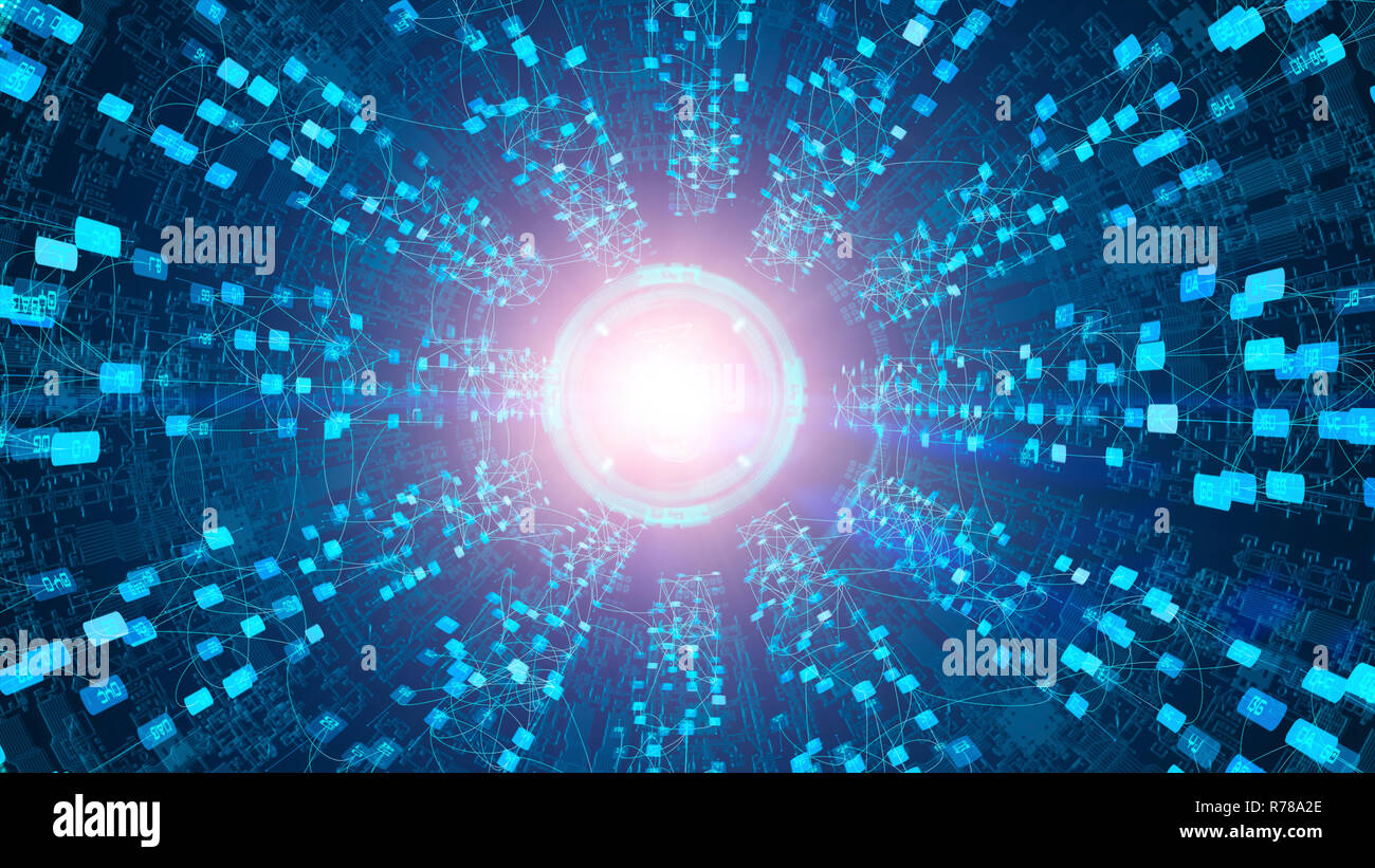 All'interno di una futuristica navicella spaziale. Il tempo di viaggio, spazio esterno tecnologia aliena Concept Foto Stock