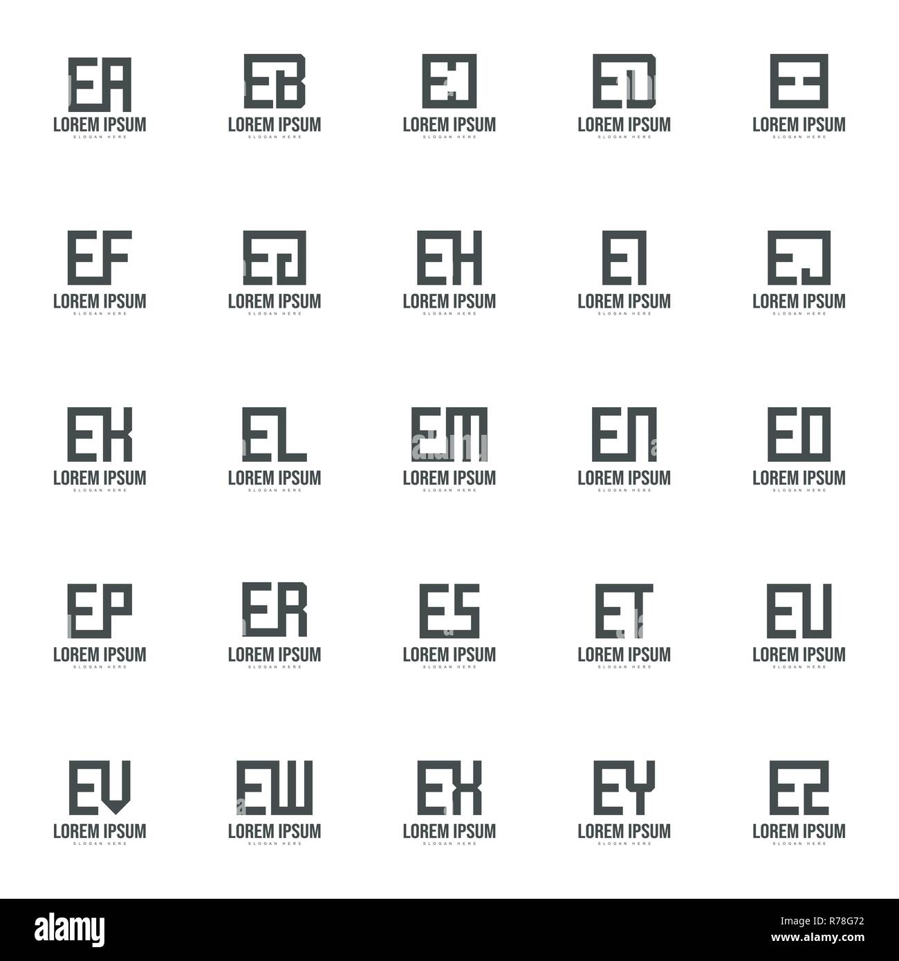 Set di lettera modello logo. Minime logo lettera modello di progettazione Illustrazione Vettoriale