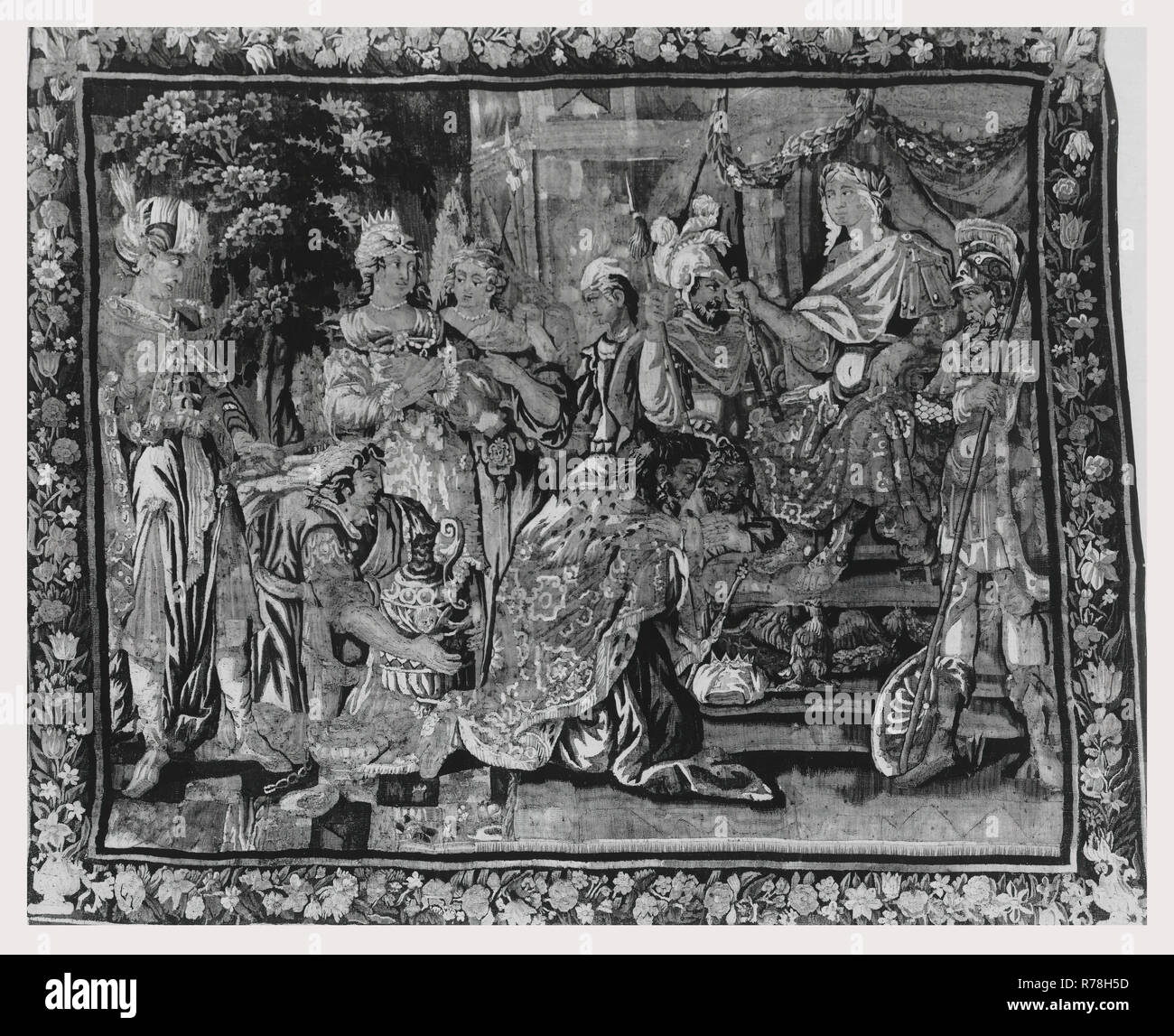 Cleopatra e la sua suite prima di Marc Antony, omaggio e portando doni Foto Stock