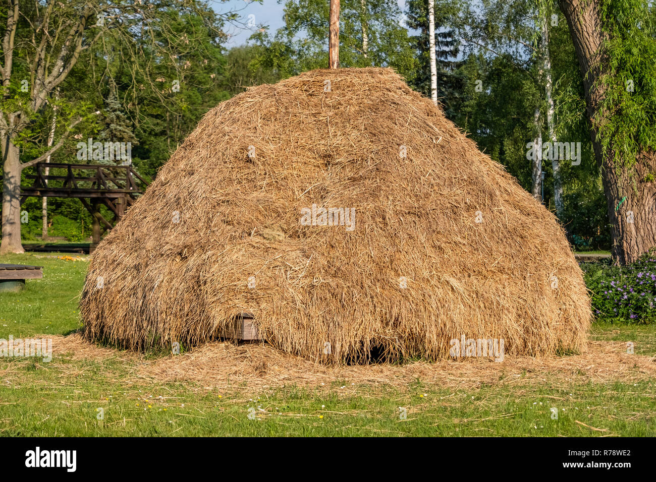 Spreewald riserva della biosfera Regione di vacanza di haystacks tradizionali Foto Stock