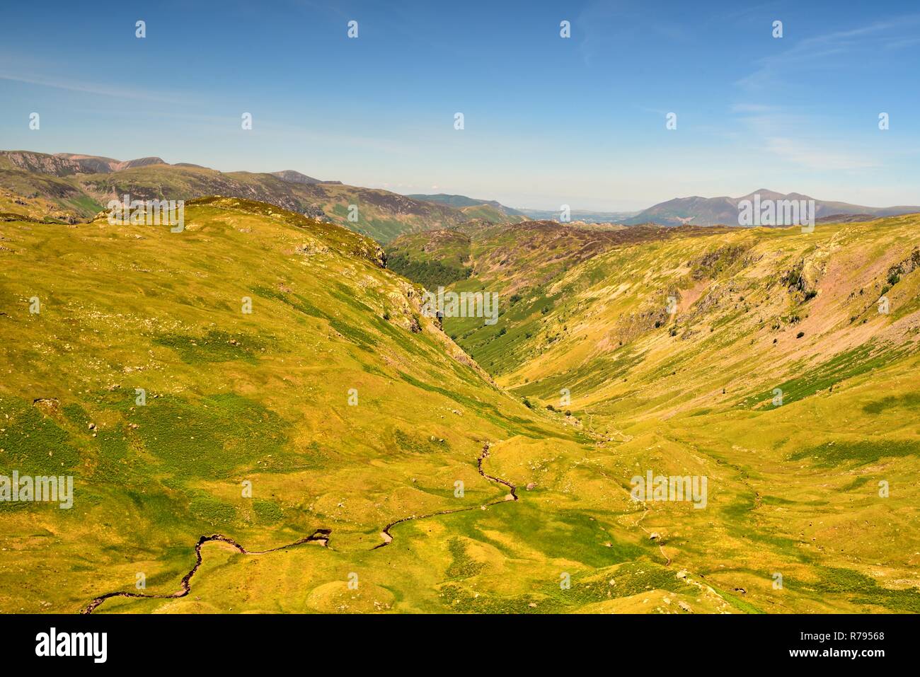 Guardando lungo la lunghezza di Greenup Gill Foto Stock