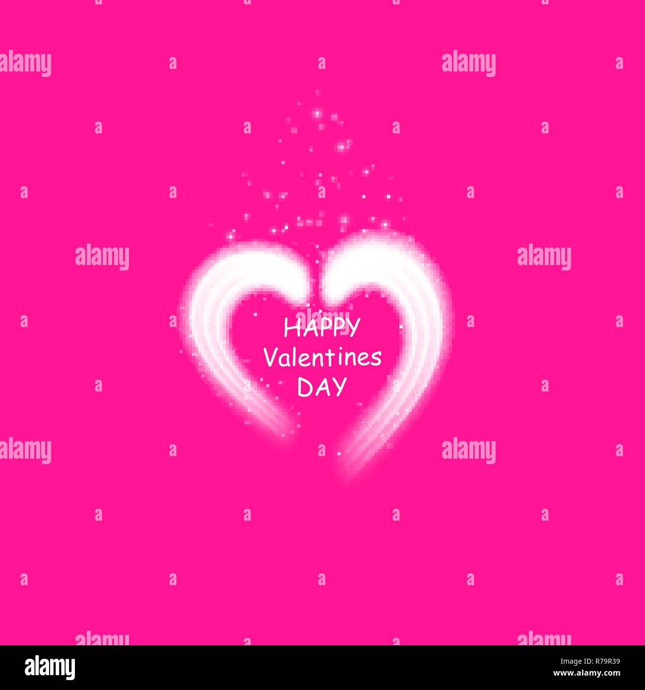 Happy Valentines Day greeting card. Io vi amo. 14 febbraio. Holiday sfondo con cuori, luce, stelle sulla plastica rosa backgraund. Illustrazione Vettoriale Illustrazione Vettoriale