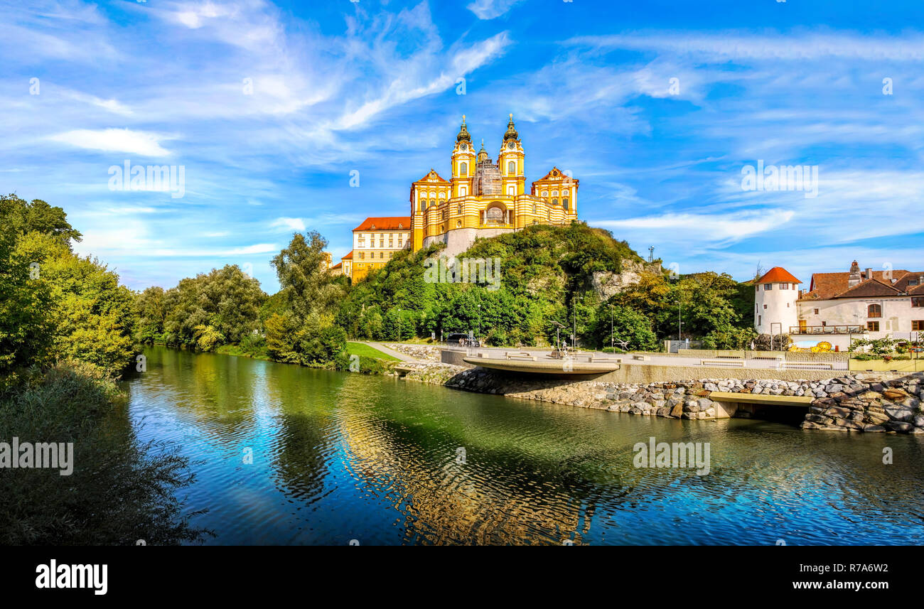 Vista della storica Abbazia di Melk (Stift Melk, Austria Foto Stock