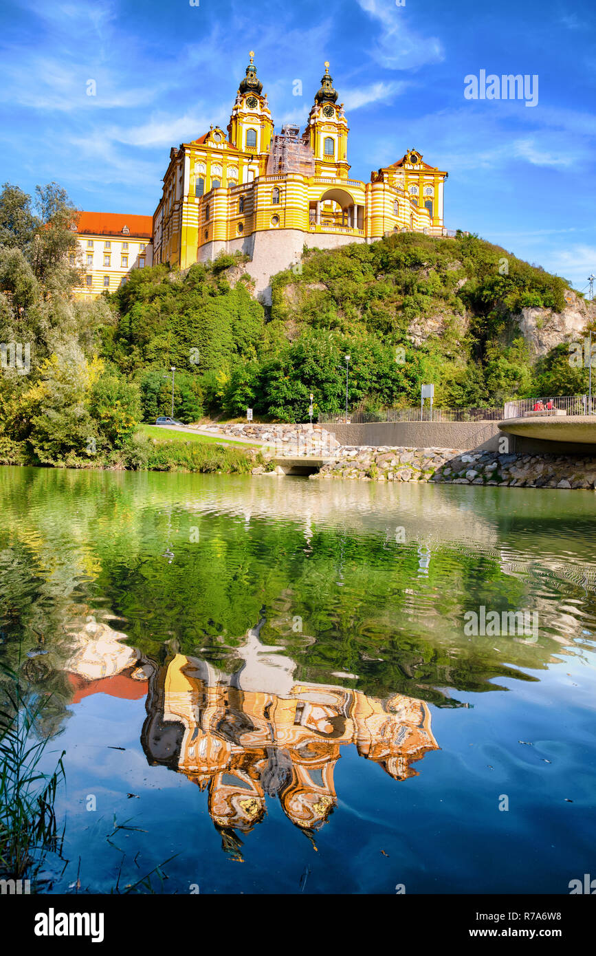 Vista della storica Abbazia di Melk (Stift Melk, Austria Foto Stock