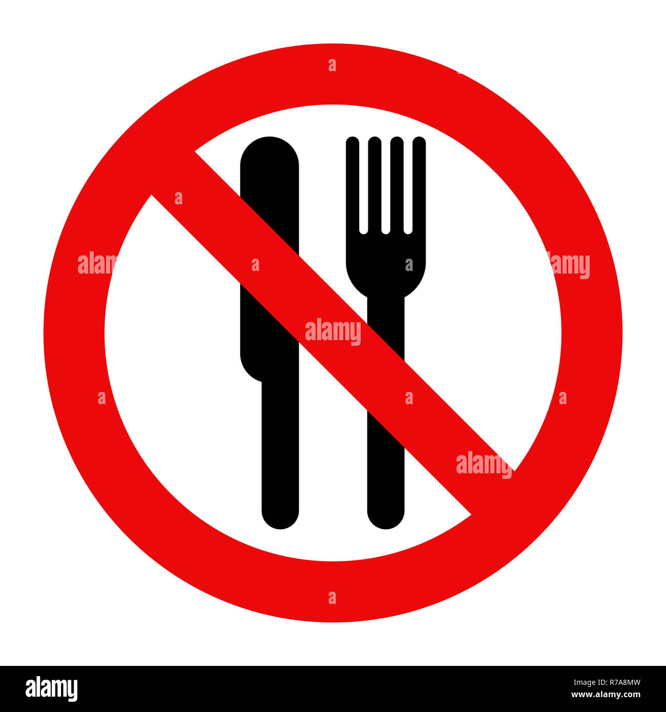 Non mangiare ammessi isolati su sfondo bianco Foto Stock