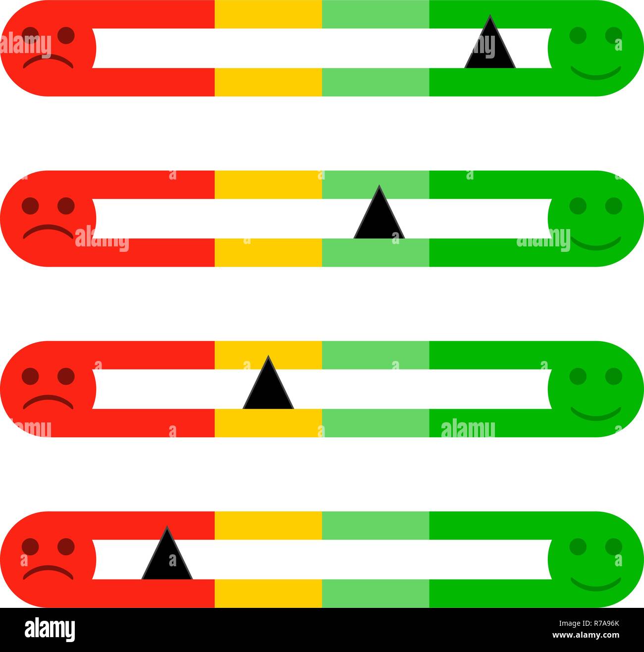 Punteggio di credito rating bar con felice e triste sorriso. Gli indici del cliente, infografico tasso di credito. Illustrazione Vettoriale Illustrazione Vettoriale