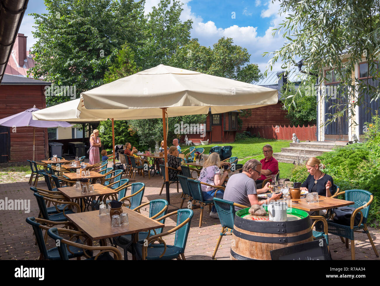 Cafe nella città vecchia, Porvoo, Uusimaa, Finlandia Foto Stock