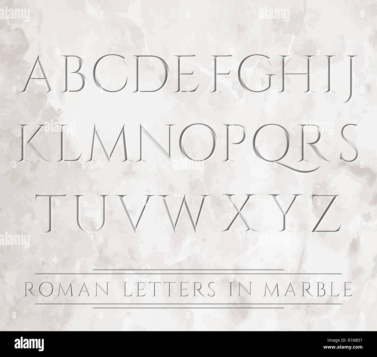 Antico romano lettere cesellato in marmo. Può essere collocato su sfondi diversi. Illustrazione Vettoriale