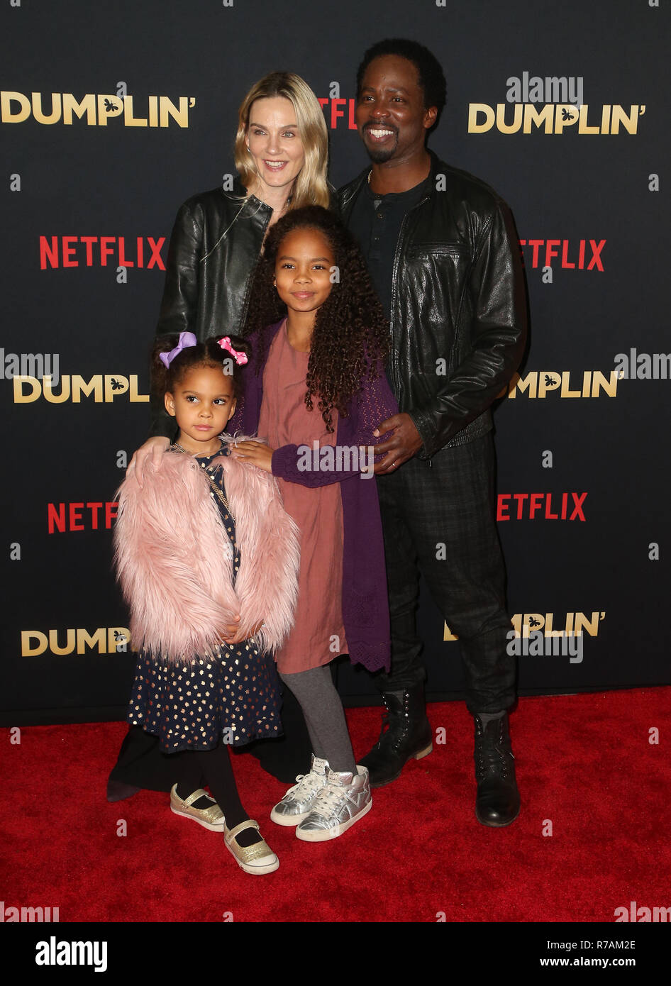 Los Angeles, California, USA. 6 dicembre, 2018. Brittany Perrineau, Harold Perrineau, Wynter Perrineau, Vacanze Perrineau durante gli arrivi di Netflix 'Dumplin'' Hollywood premiere a . Credito: Faye Sadou/AdMedia/ZUMA filo/Alamy Live News Foto Stock