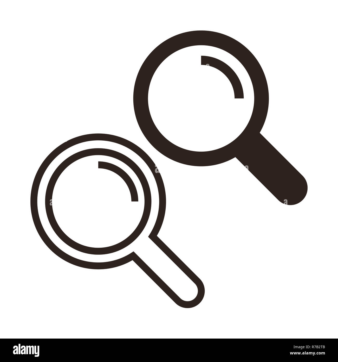 Lente di ingrandimento. Icona di ricerca impostato isolati su sfondo bianco Foto Stock