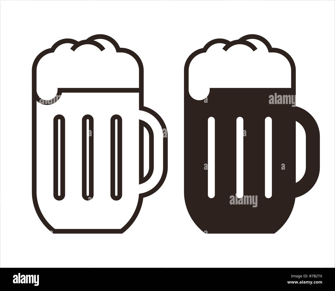 Boccali da birra set isolato su sfondo bianco Foto Stock