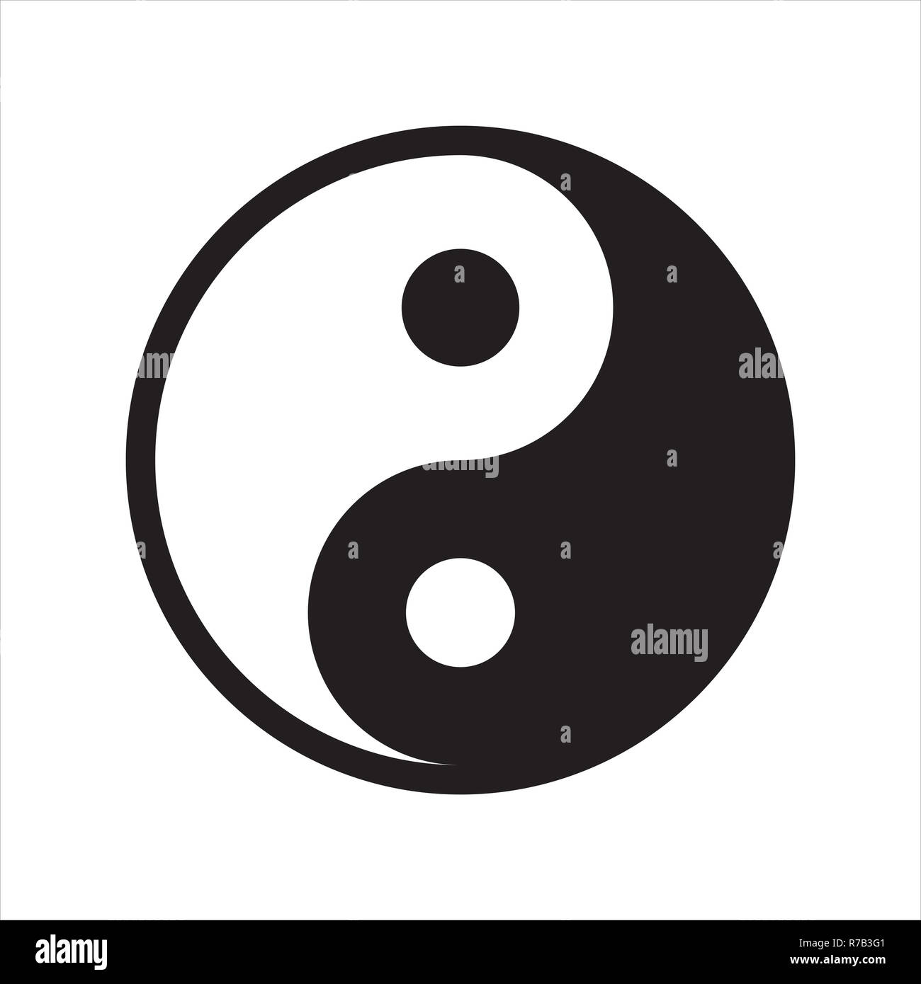 Yin Yang simbolo isolato su sfondo bianco Foto Stock