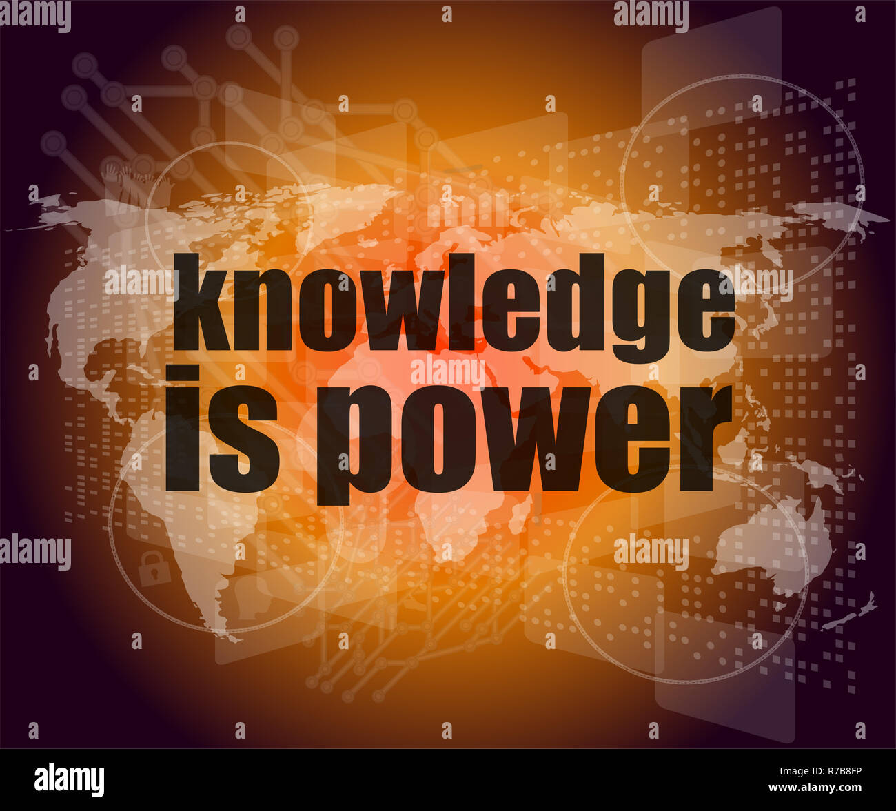 Istruzione e imparare il concetto: parole la conoscenza è potere su display digitale Foto Stock