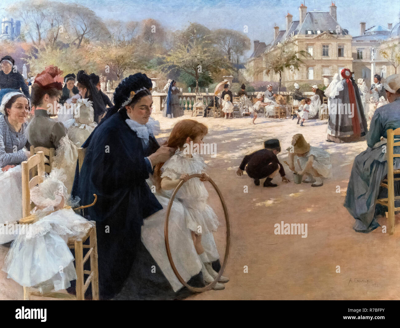 I Giardini di Lussemburgo, Parigi da Albert Gustaf Aristides Edelfelt (1854-1905), olio su tela, 1887 Foto Stock