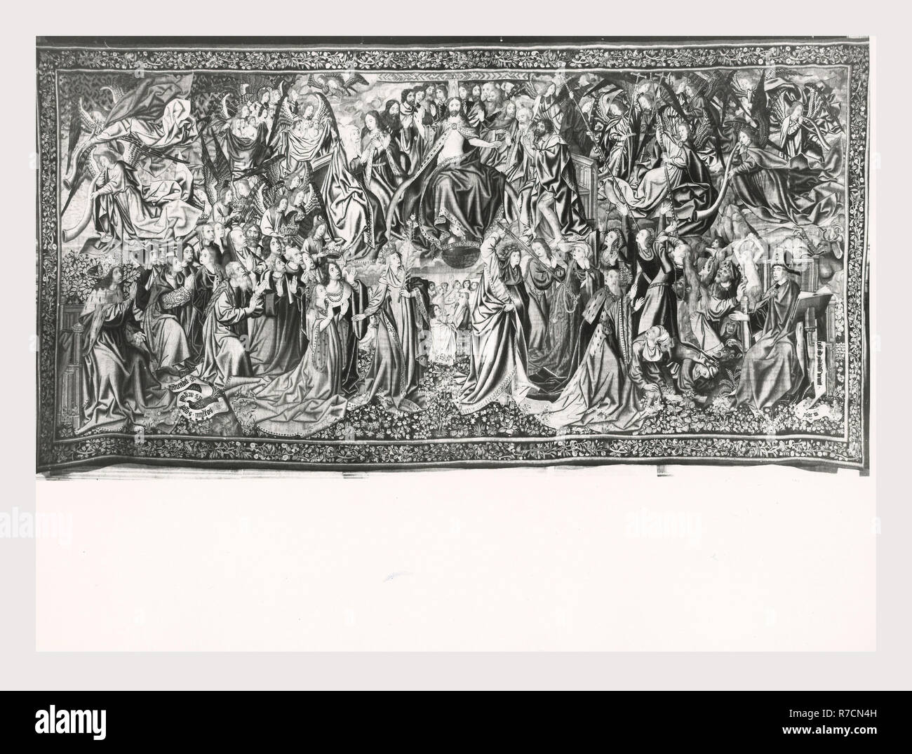 Lazio Roma Roma Palazzo Venezia, Museo, questa è la mia Italia, il paese italiano di storia visiva, post-medievale collezione arazzi Nella 'Sala Regia', che occupa le stanze dell'appartamento Balbo, dove Paolo II vissuto e radunò le sue collezioni. Tedesco e arazzi francesi del XVI secolo, tutti fabbricati a Bruxelles e cinque arazzi italiana dalla Riviera dopo vignetta di disegni da Giov. Franc. Romanelli nel 1637-42. Foto Stock