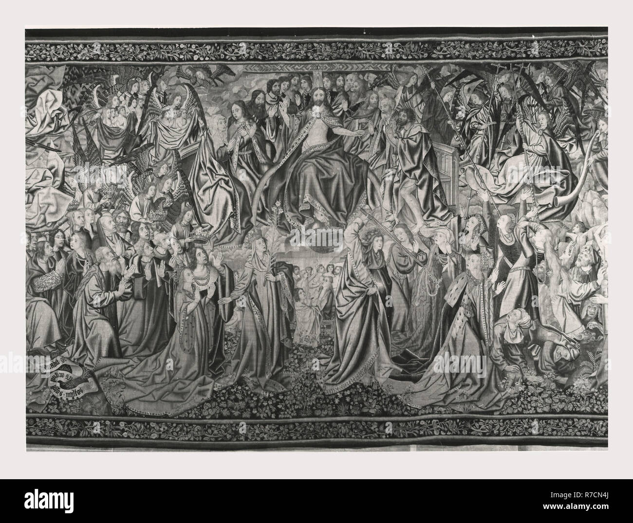 Lazio Roma Roma Palazzo Venezia, Museo, questa è la mia Italia, il paese italiano di storia visiva, post-medievale collezione arazzi Nella 'Sala Regia', che occupa le stanze dell'appartamento Balbo, dove Paolo II vissuto e radunò le sue collezioni. Tedesco e arazzi francesi del XVI secolo, tutti fabbricati a Bruxelles e cinque arazzi italiana dalla Riviera dopo vignetta di disegni da Giov. Franc. Romanelli nel 1637-42. Foto Stock